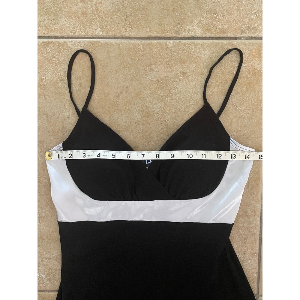 Vintage 90s Y2K Taboo Black & White Spaghetti Strap V Neck Mini Dress Size M - Picture 3 of 9